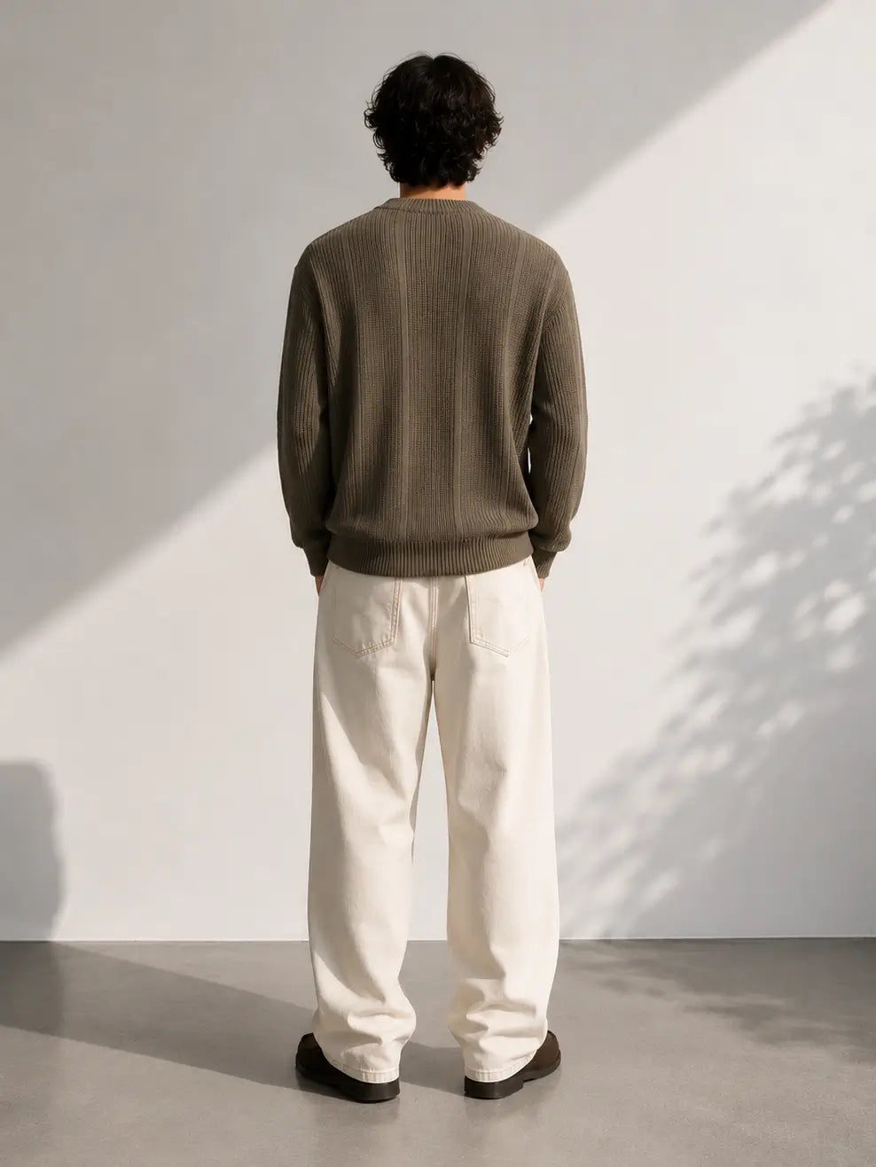 Classic Ribbed Round-Neck Knit Sweater