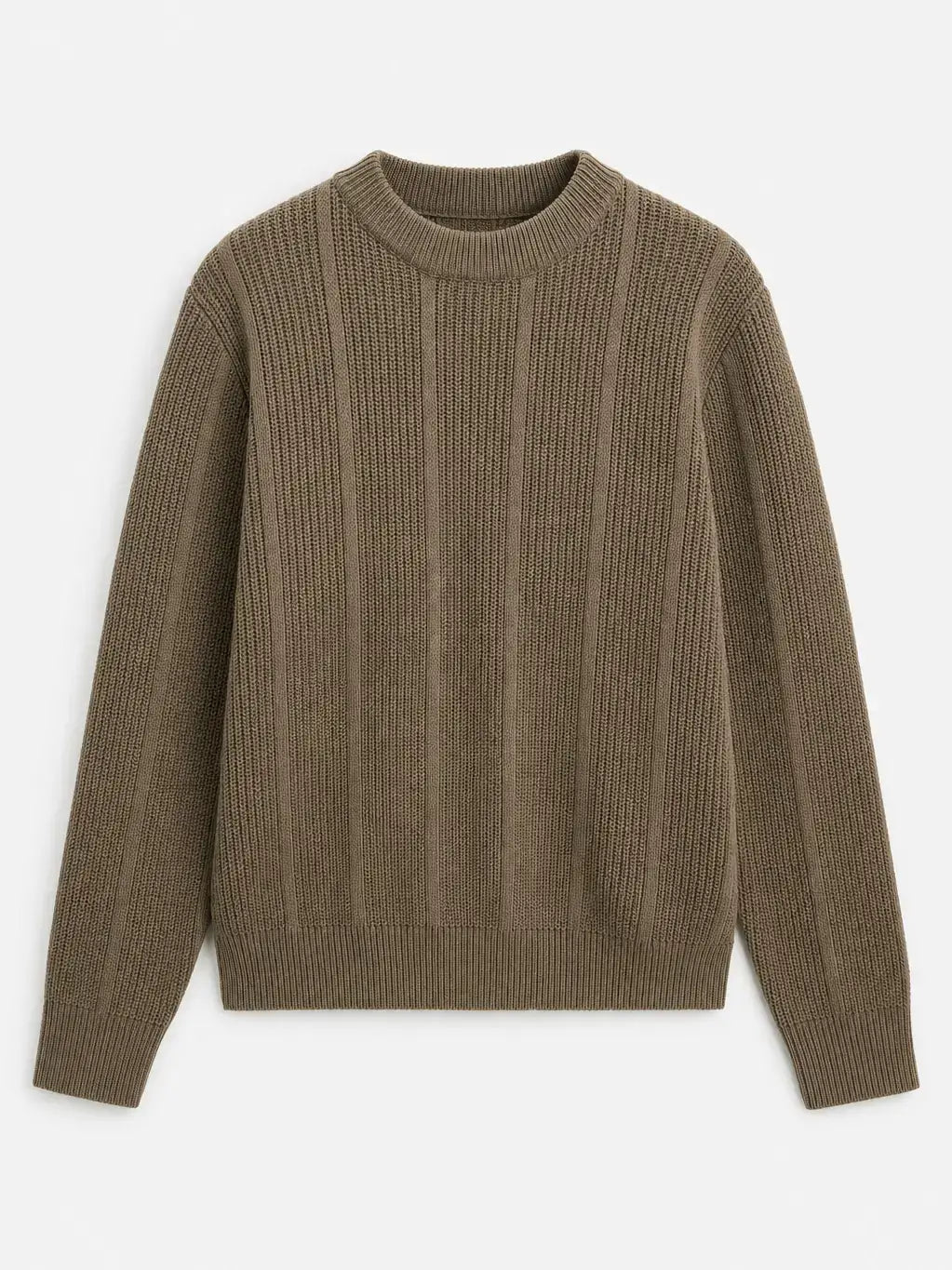 Classic Ribbed Round-Neck Knit Sweater