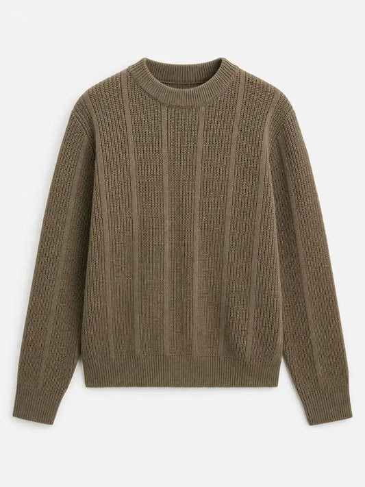 Classic Ribbed Round-Neck Knit Sweater