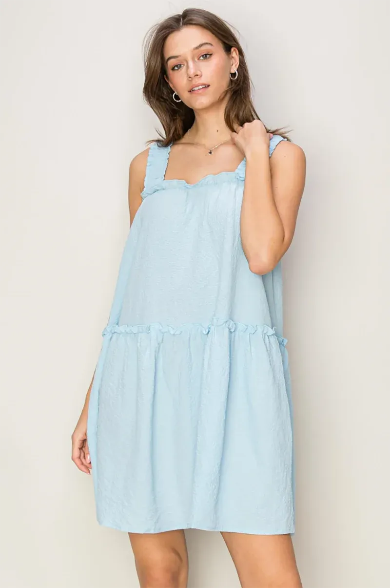 Tiered Ruffle Ruched Strappy Sleeveless Mini Dress