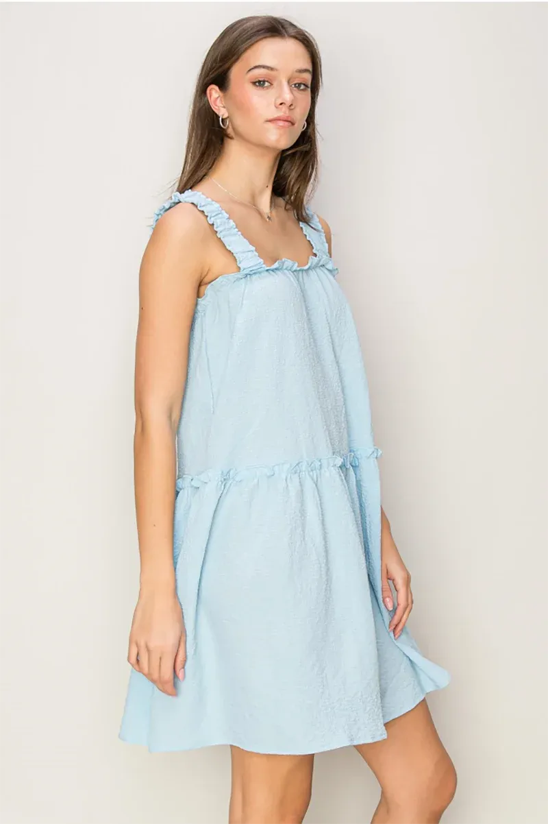 Tiered Ruffle Ruched Strappy Sleeveless Mini Dress