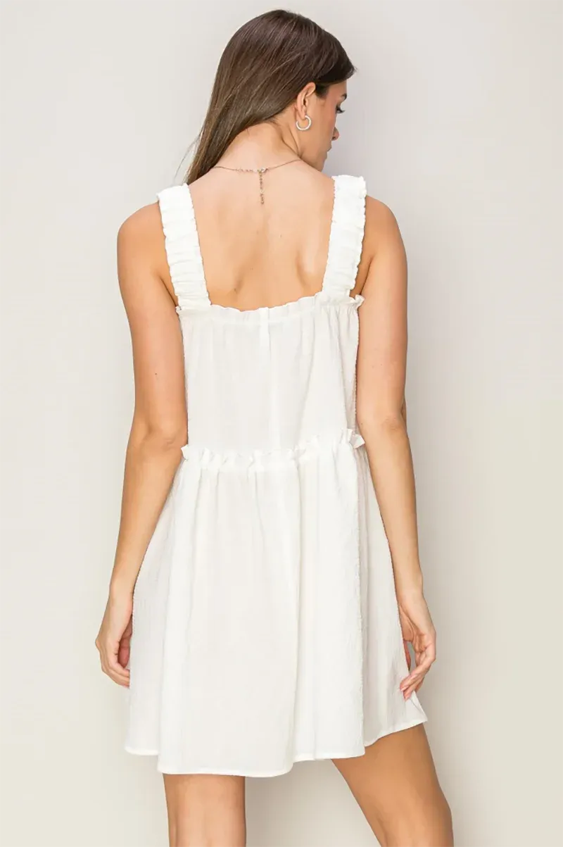 Tiered Ruffle Ruched Strappy Sleeveless Mini Dress