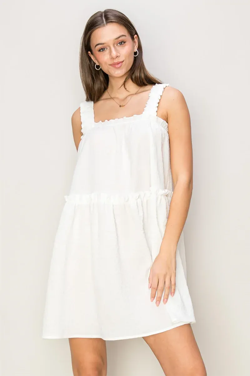 Tiered Ruffle Ruched Strappy Sleeveless Mini Dress