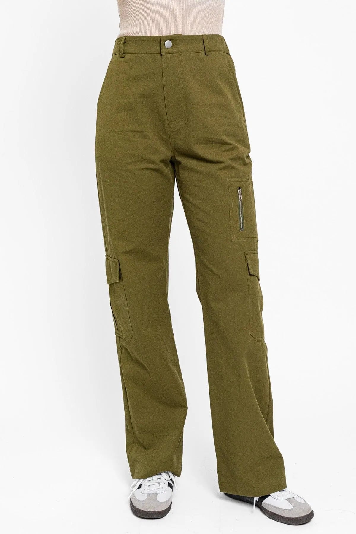 Chic High-Waisted Wide-Leg Cargo Pants