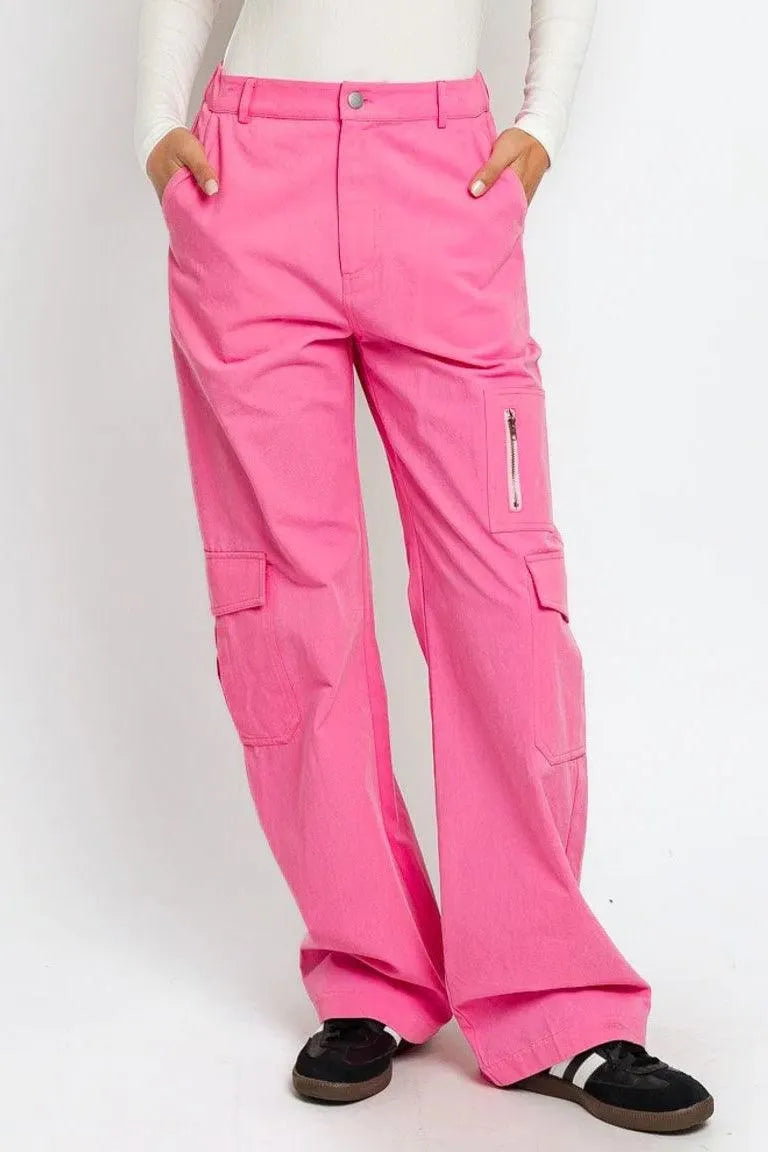 Chic High-Waisted Wide-Leg Cargo Pants