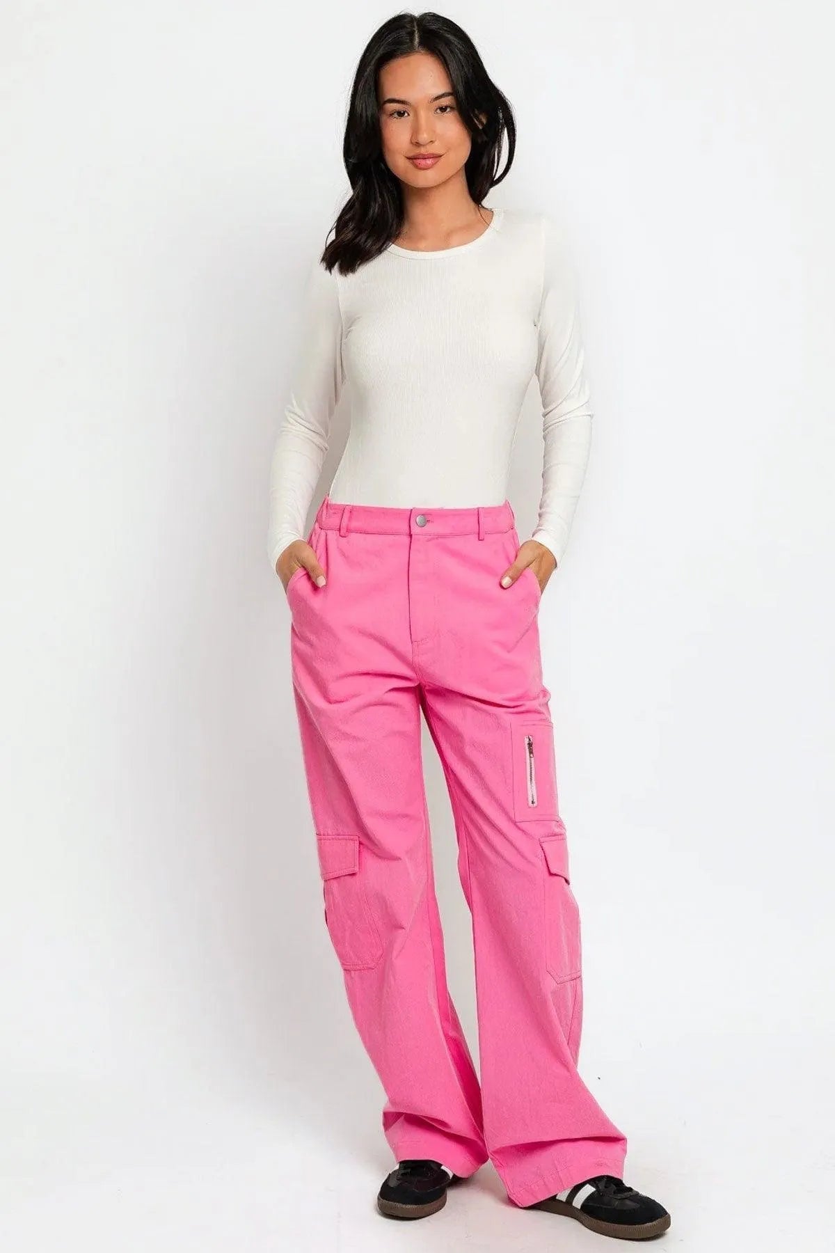 Chic High-Waisted Wide-Leg Cargo Pants