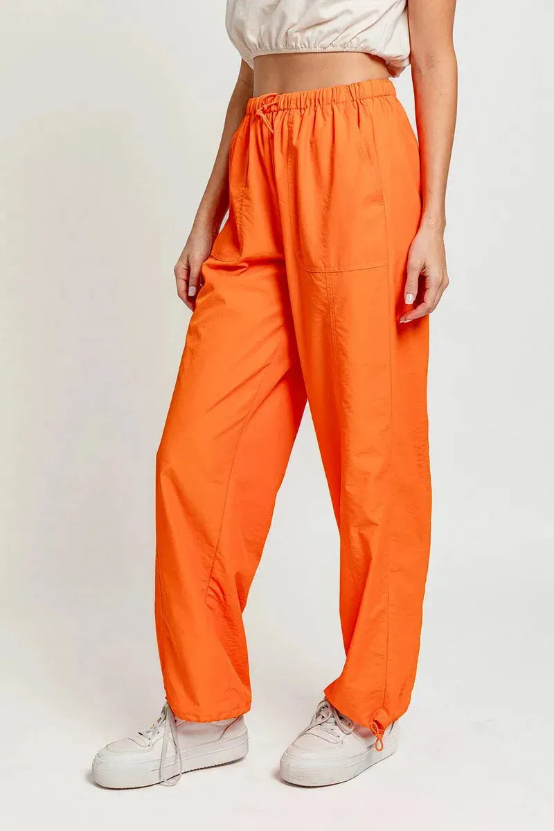 Trendy High-Waisted Drawstring Jogger Pants with Ankle-Tie Detail