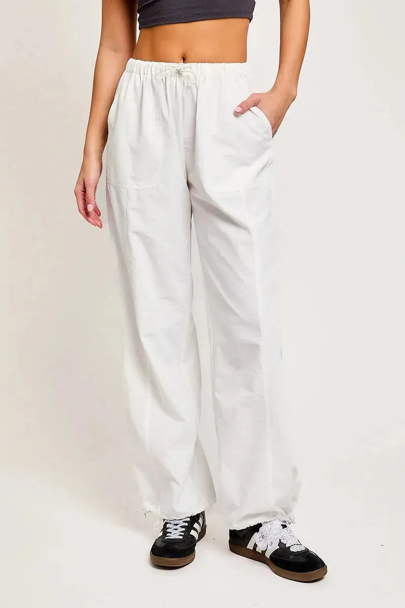 Trendy High-Waisted Drawstring Jogger Pants with Ankle-Tie Detail