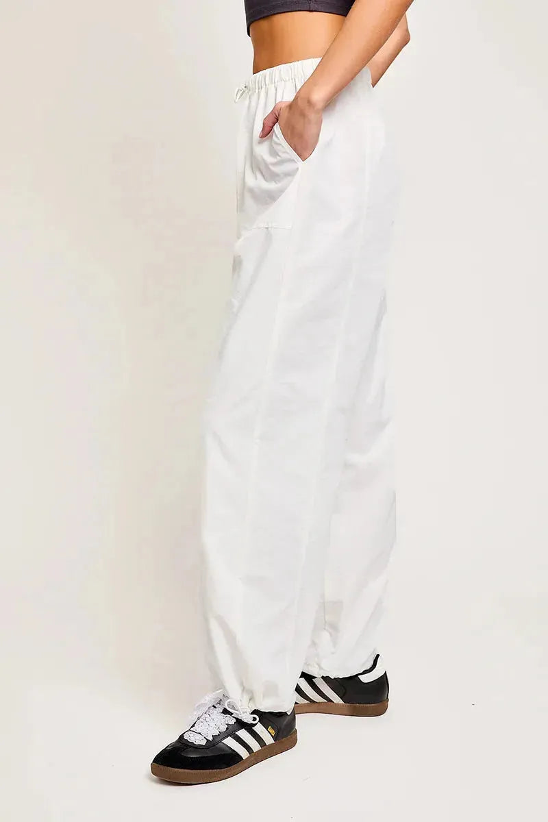 Trendy High-Waisted Drawstring Jogger Pants with Ankle-Tie Detail