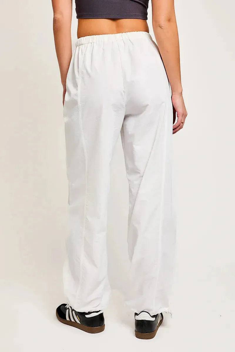 Trendy High-Waisted Drawstring Jogger Pants with Ankle-Tie Detail