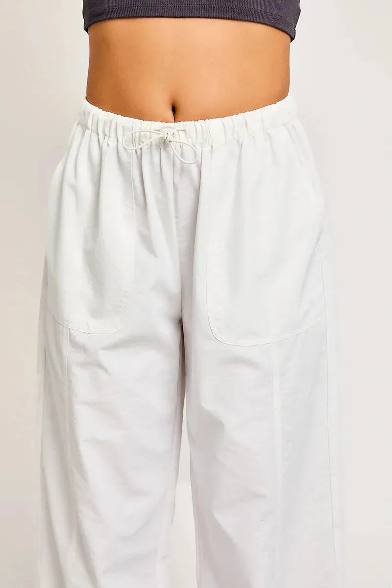 Trendy High-Waisted Drawstring Jogger Pants with Ankle-Tie Detail