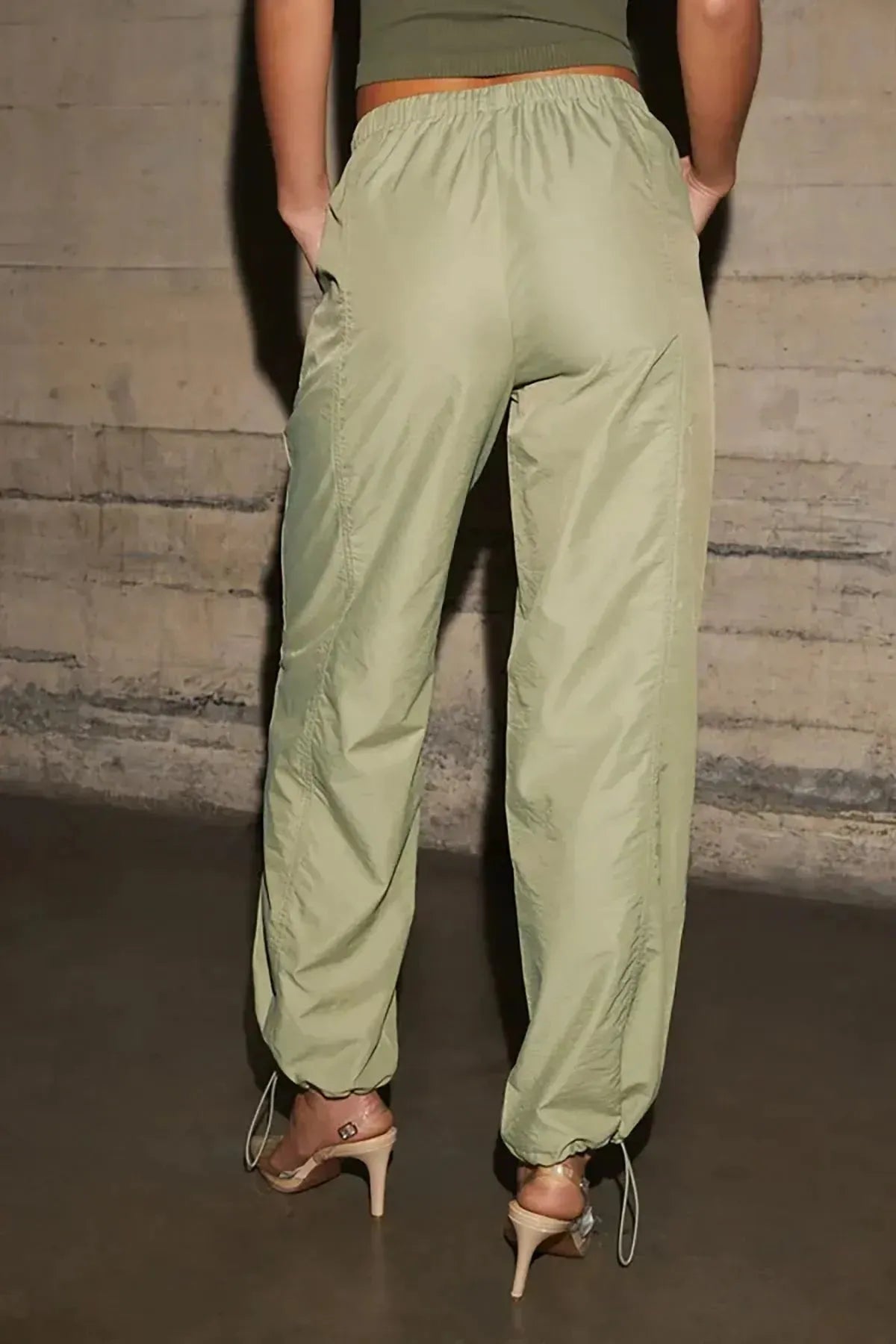 Trendy High-Waisted Drawstring Jogger Pants with Ankle-Tie Detail