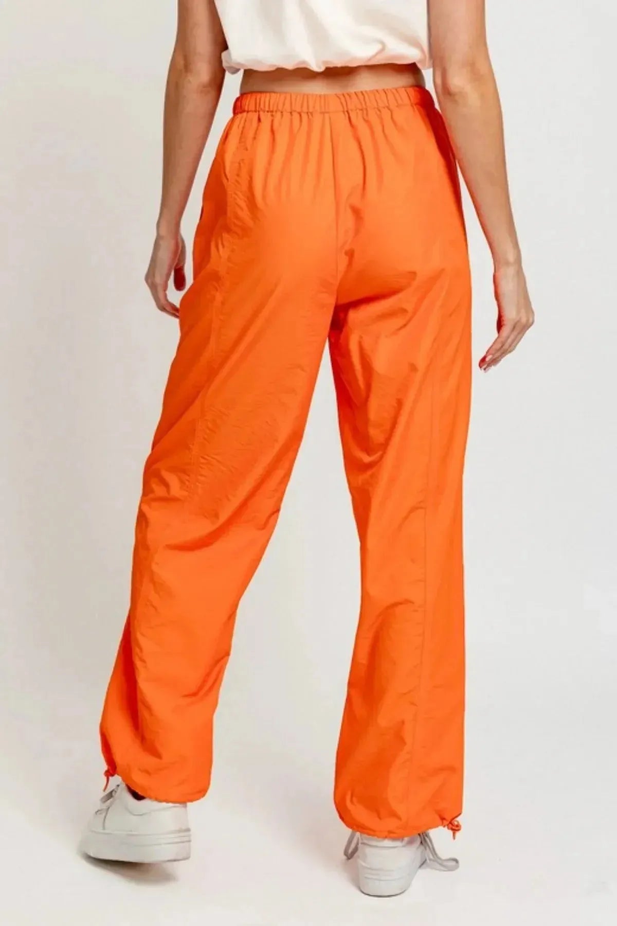 Trendy High-Waisted Drawstring Jogger Pants with Ankle-Tie Detail