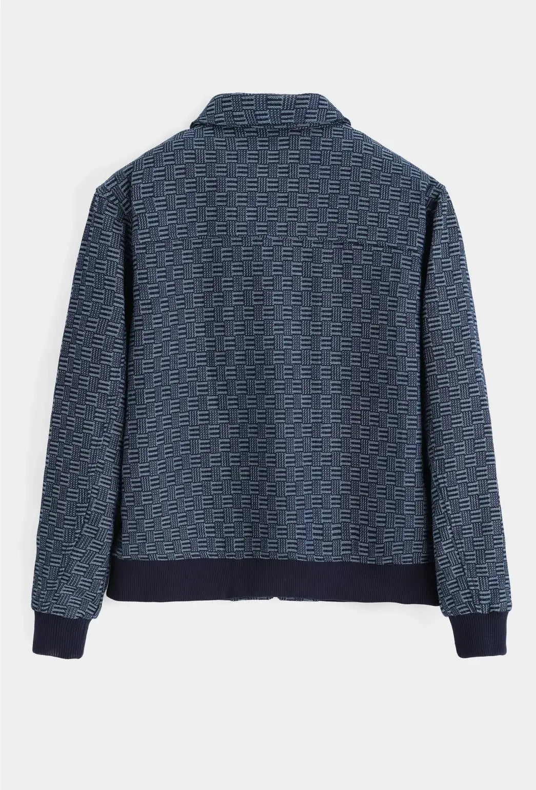 Sophisticated Textured Knit Zip-Up Bomber Jacket