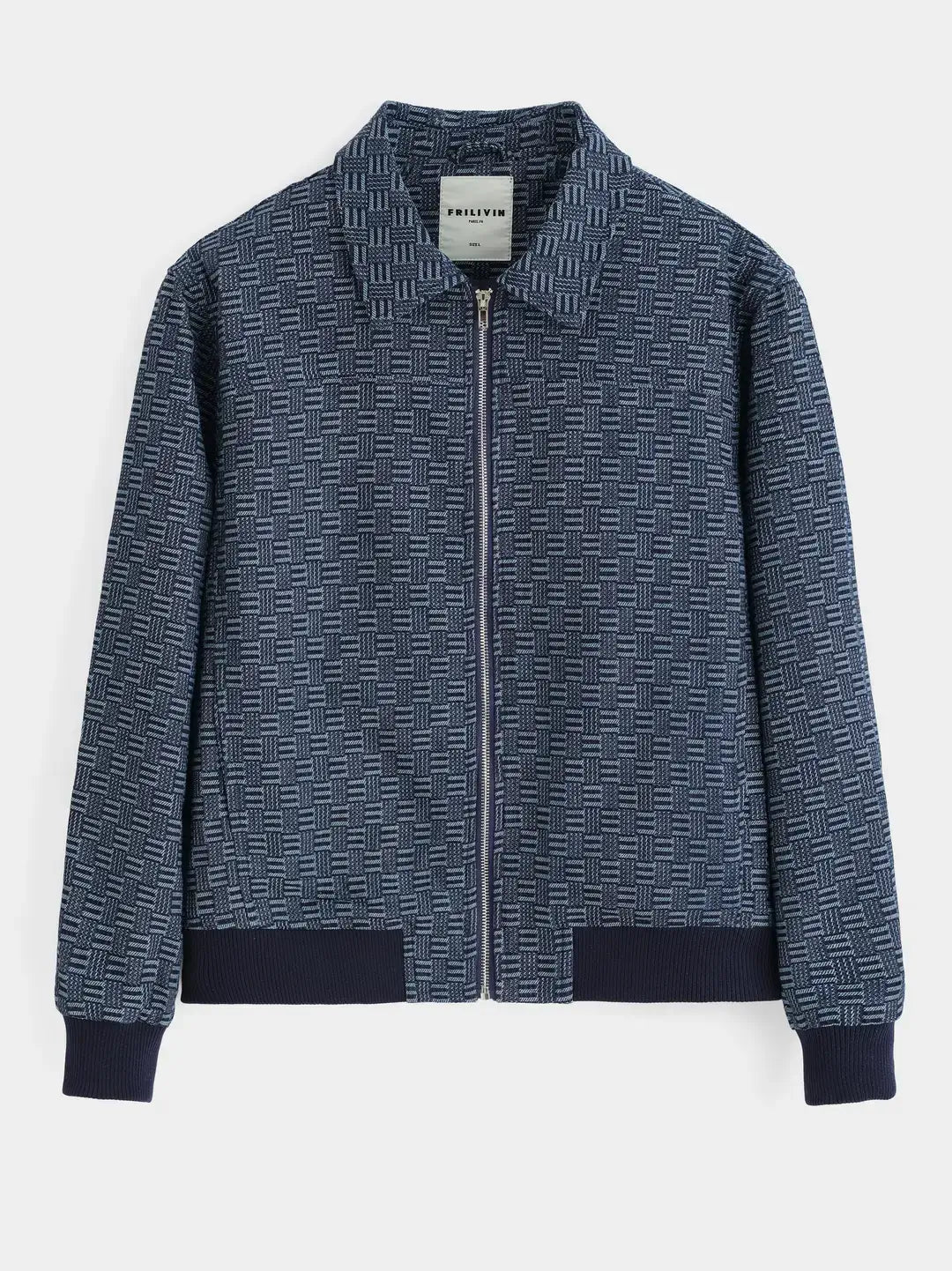 Sophisticated Textured Knit Zip-Up Bomber Jacket