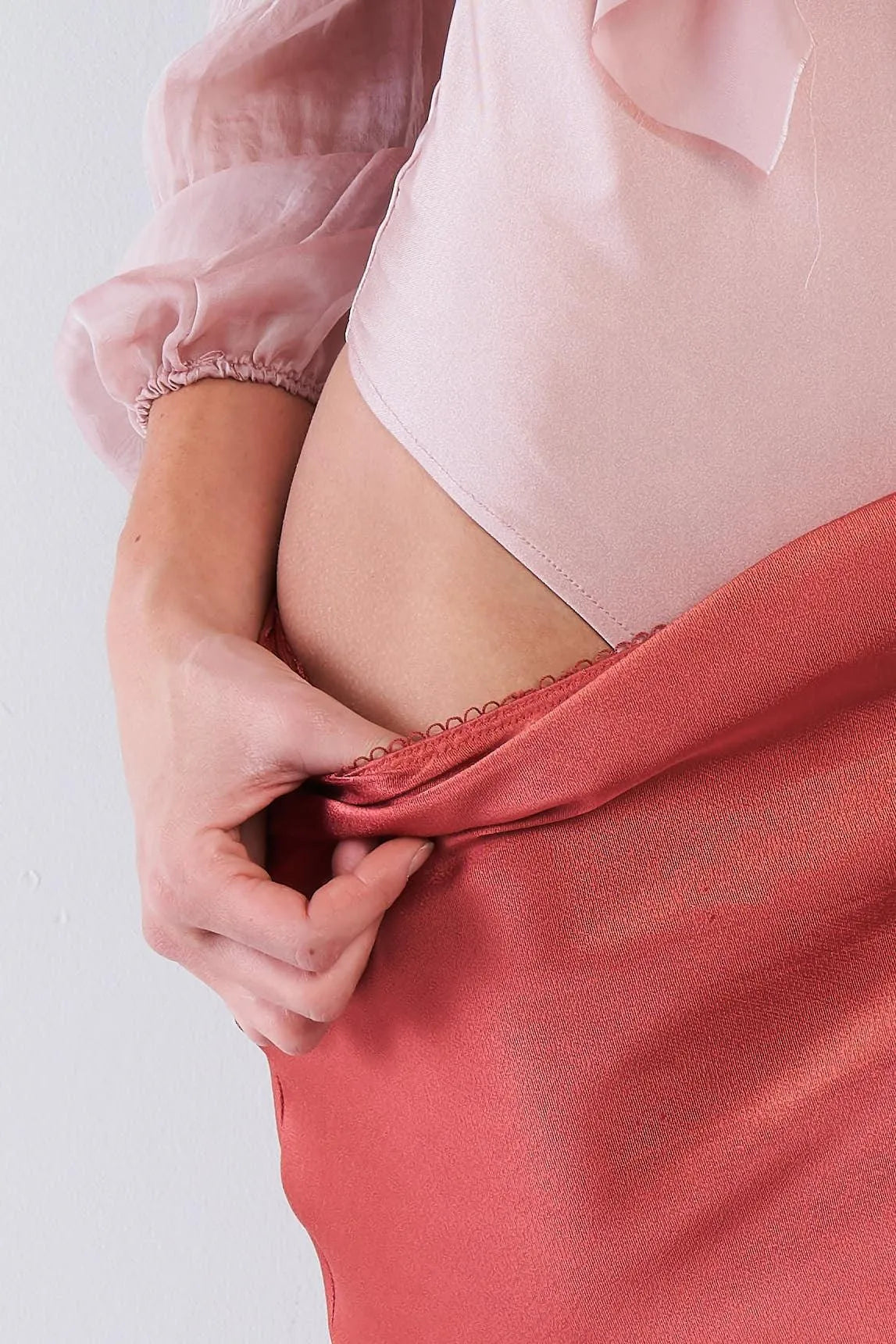 Dusty Pink Sheer Silk Bodysuit