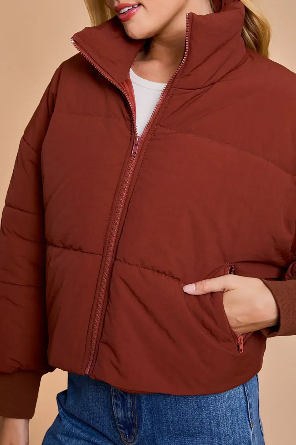Quilted Puffer Cropped Bomber Jacket