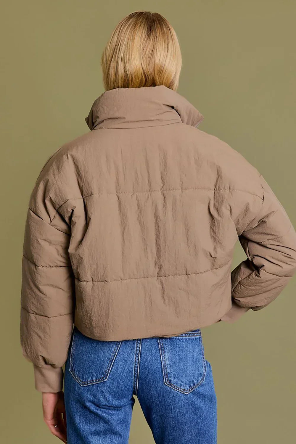 Quilted Puffer Cropped Bomber Jacket
