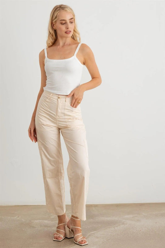 High-Waisted Six-Pocket Wide-Leg Cargo Pants