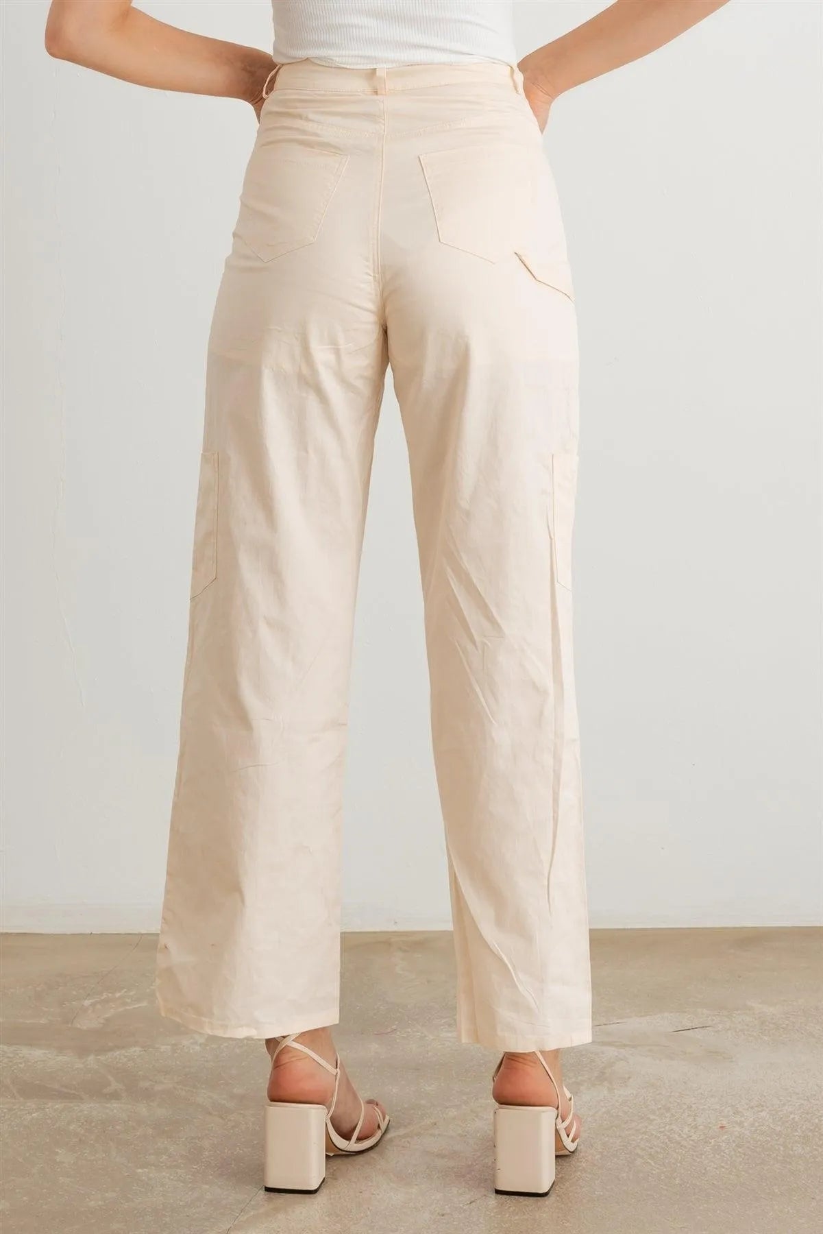 High-Waisted Six-Pocket Wide-Leg Cargo Pants